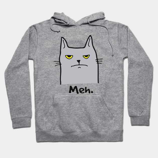 Meh Cat with an attitude Hoodie by Alema Art
